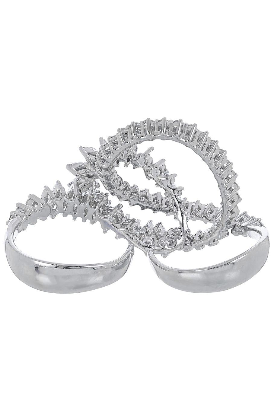 YEPREM JEWELLERY-Diamond Swirl Two Finger Ring-WHITE GOLD