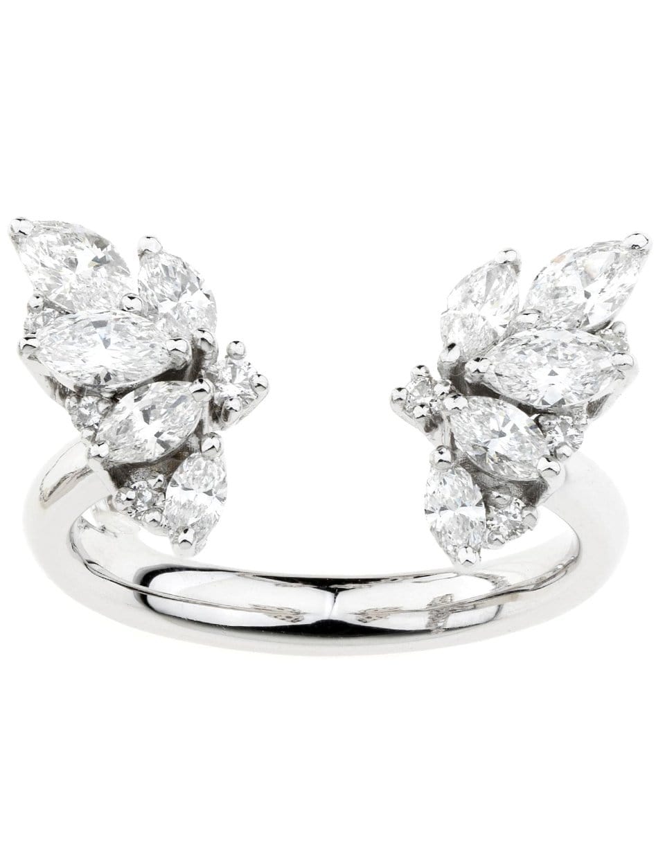 YEPREM JEWELLERY-Marquise and Round Diamond Open Ring-WHITE GOLD