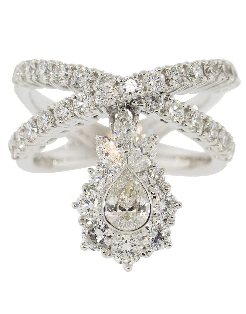 YEPREM JEWELLERY-Pear Diamond Dangle Ring-WHITE GOLD