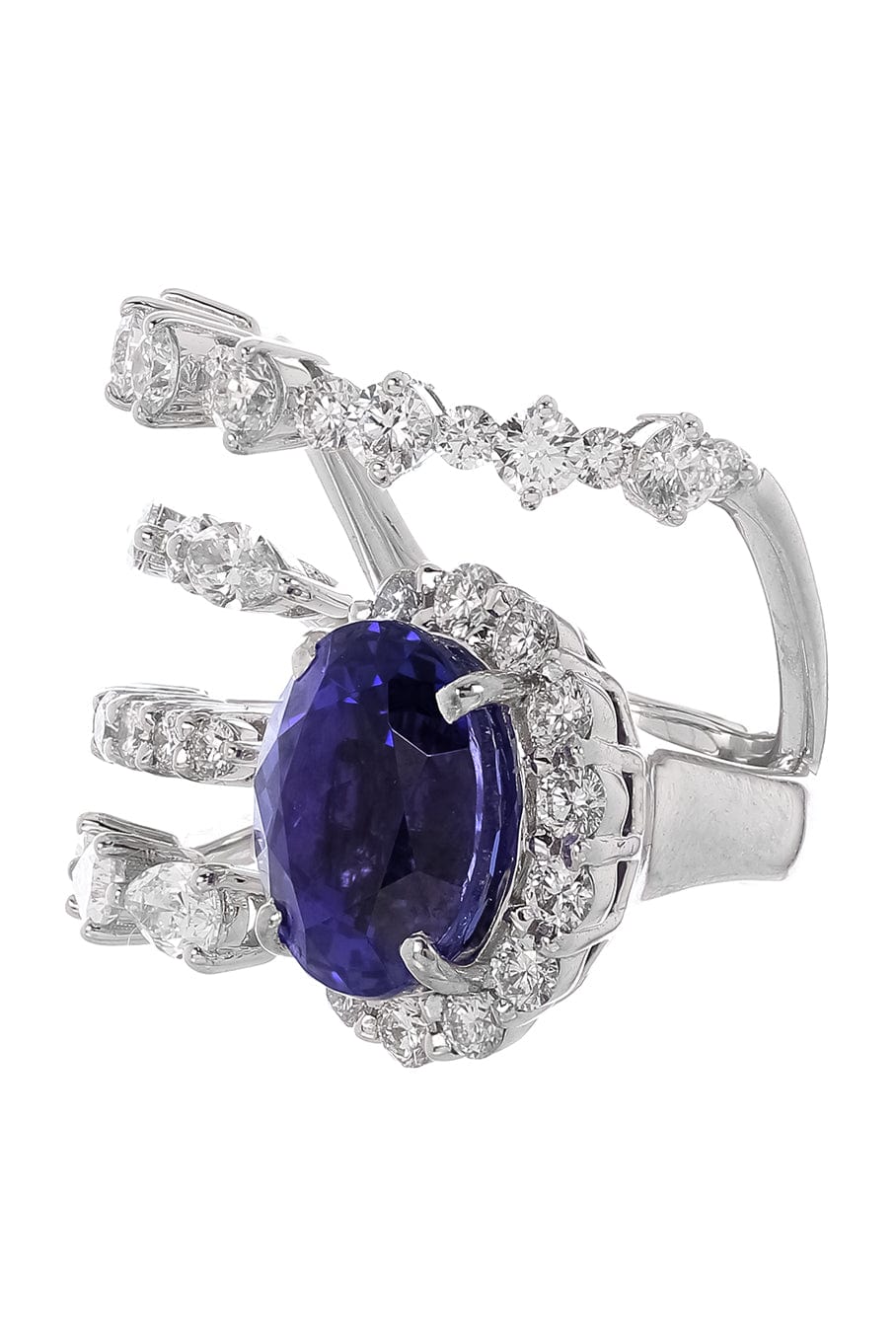 YEPREM JEWELLERY-Diamond and Tanzanite Stack Ring-WHITE GOLD