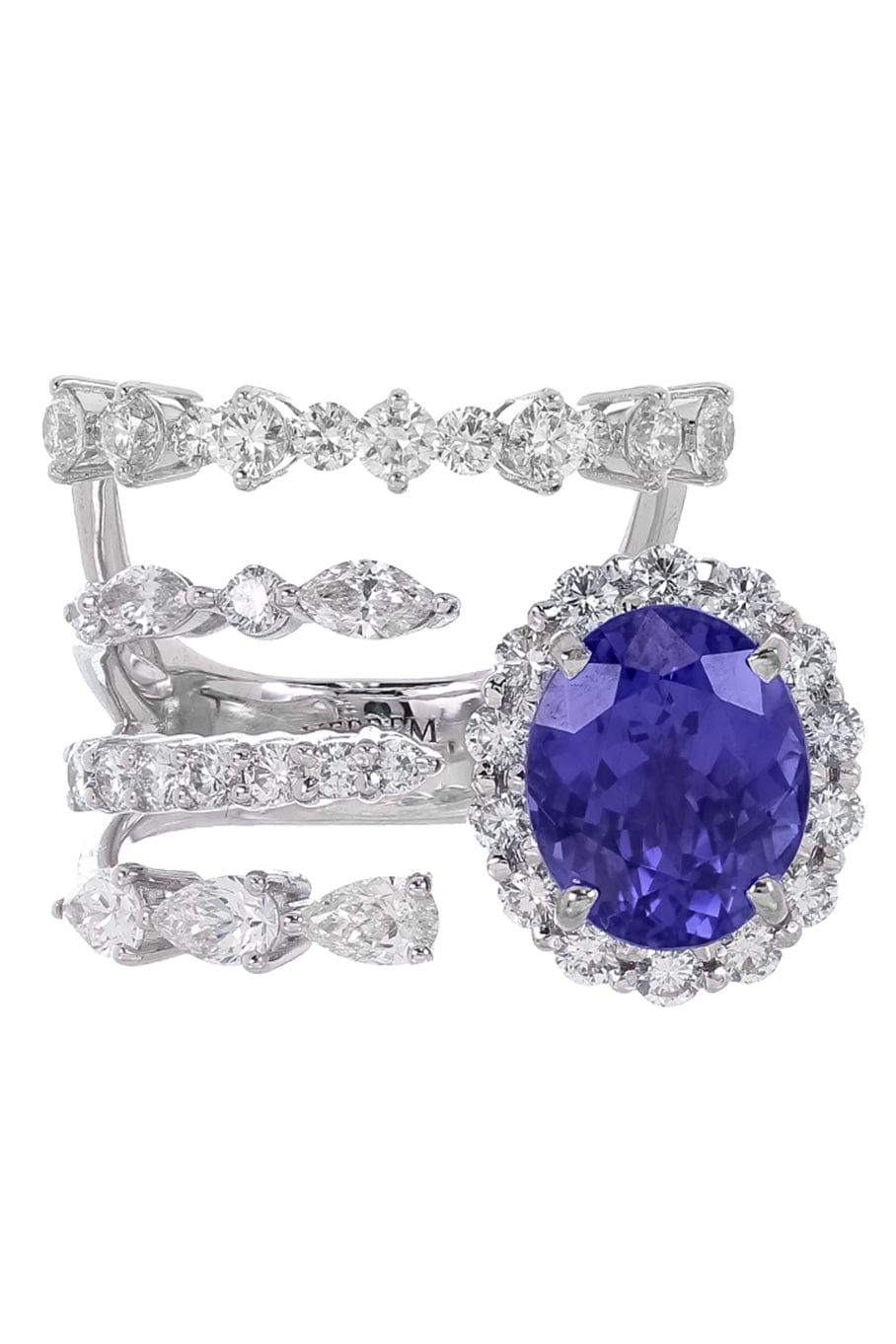 YEPREM JEWELLERY-Diamond and Tanzanite Stack Ring-WHITE GOLD