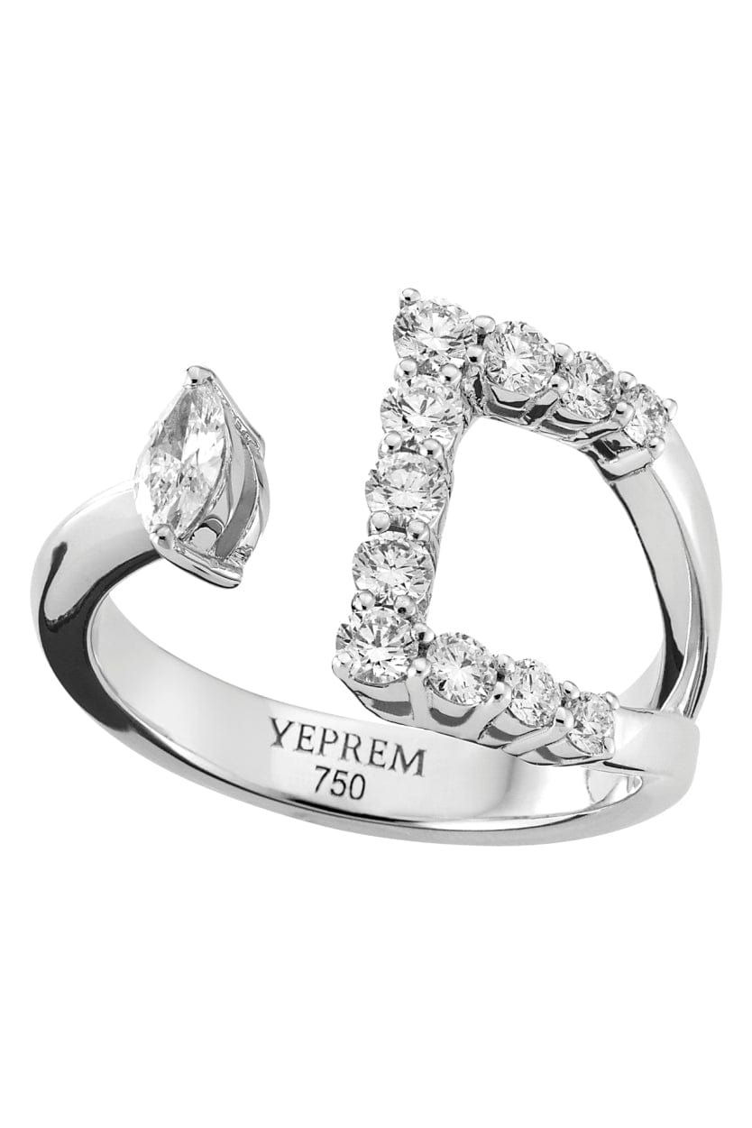 YEPREM JEWELLERY-Diamond Gap Ring-WHITE GOLD