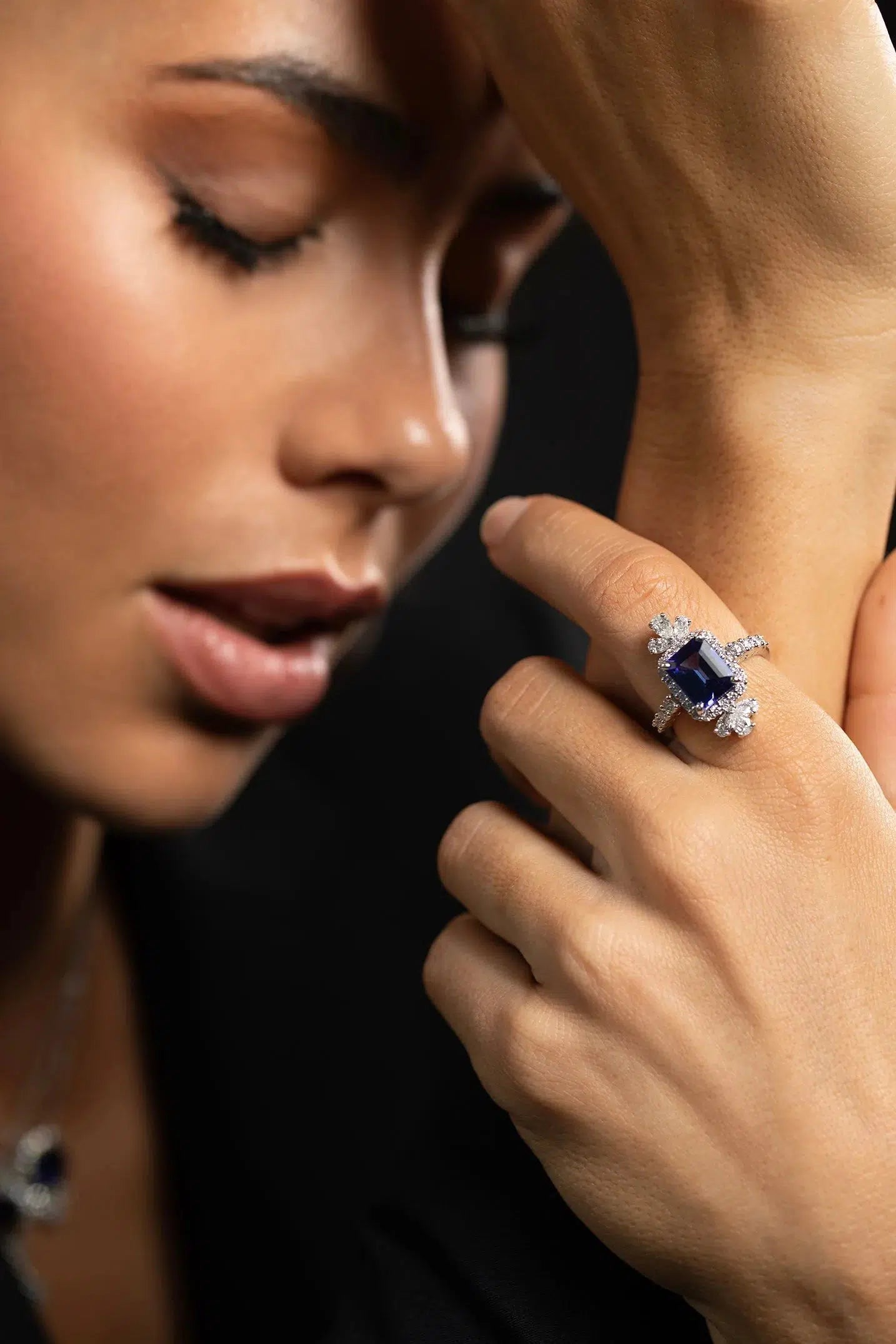 YEPREM JEWELLERY-Diamond Tanzanite Ring-WHITE GOLD