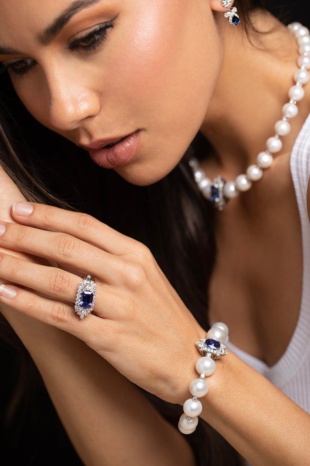 YEPREM JEWELLERY-Tanzanite and Diamond Ring-WHITE GOLD