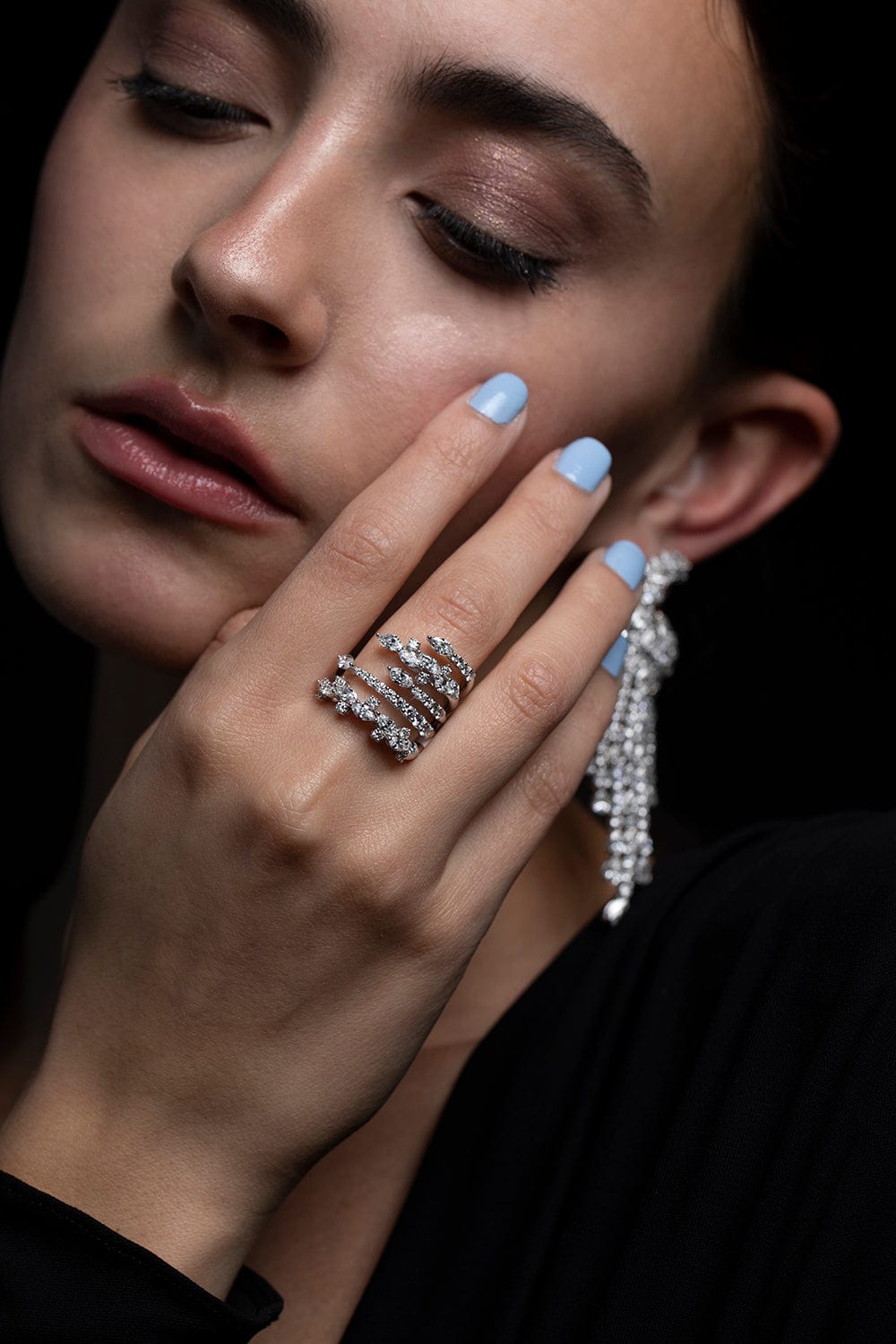 YEPREM JEWELLERY-Diamond Stack Ring-WHITE GOLD