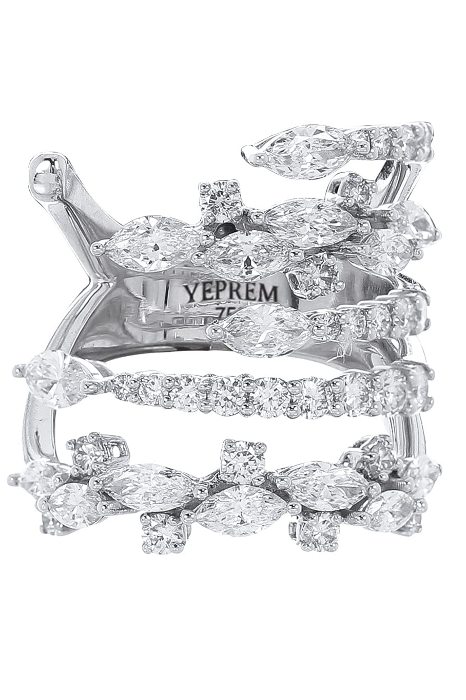 YEPREM JEWELLERY-Diamond Stack Ring-WHITE GOLD