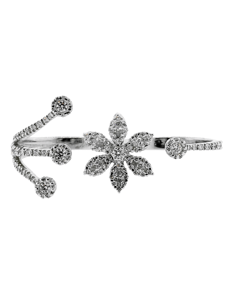 YEPREM JEWELLERY-Diamond Flower Two Finger Ring-WHITE GOLD