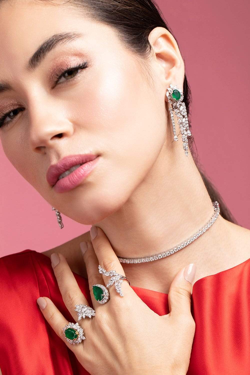 YEPREM JEWELLERY-Reign Emerald and Diamond Ring-WHITE GOLD