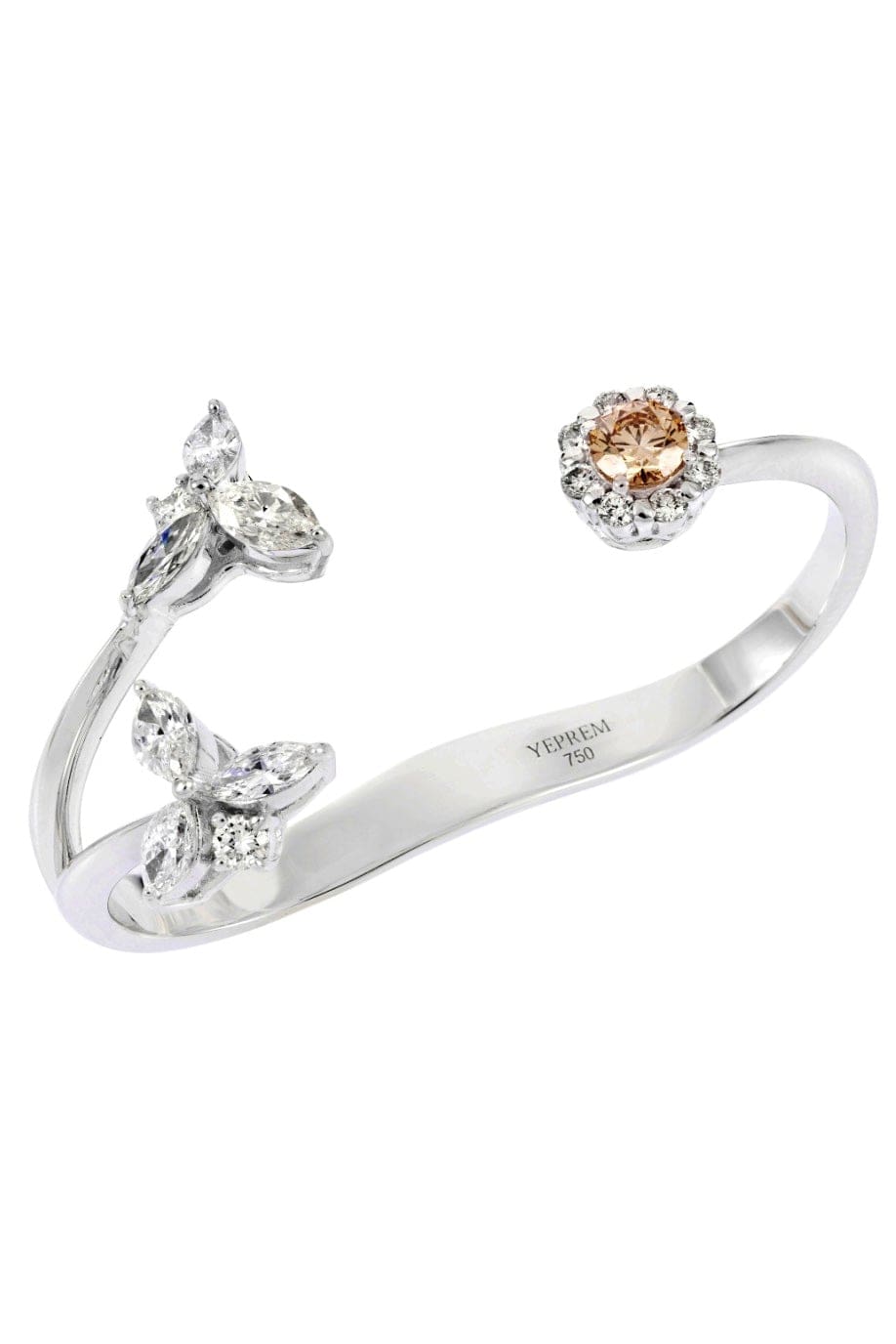YEPREM JEWELLERY-Marquise Diamond Double Finger Ring-WHITE GOLD