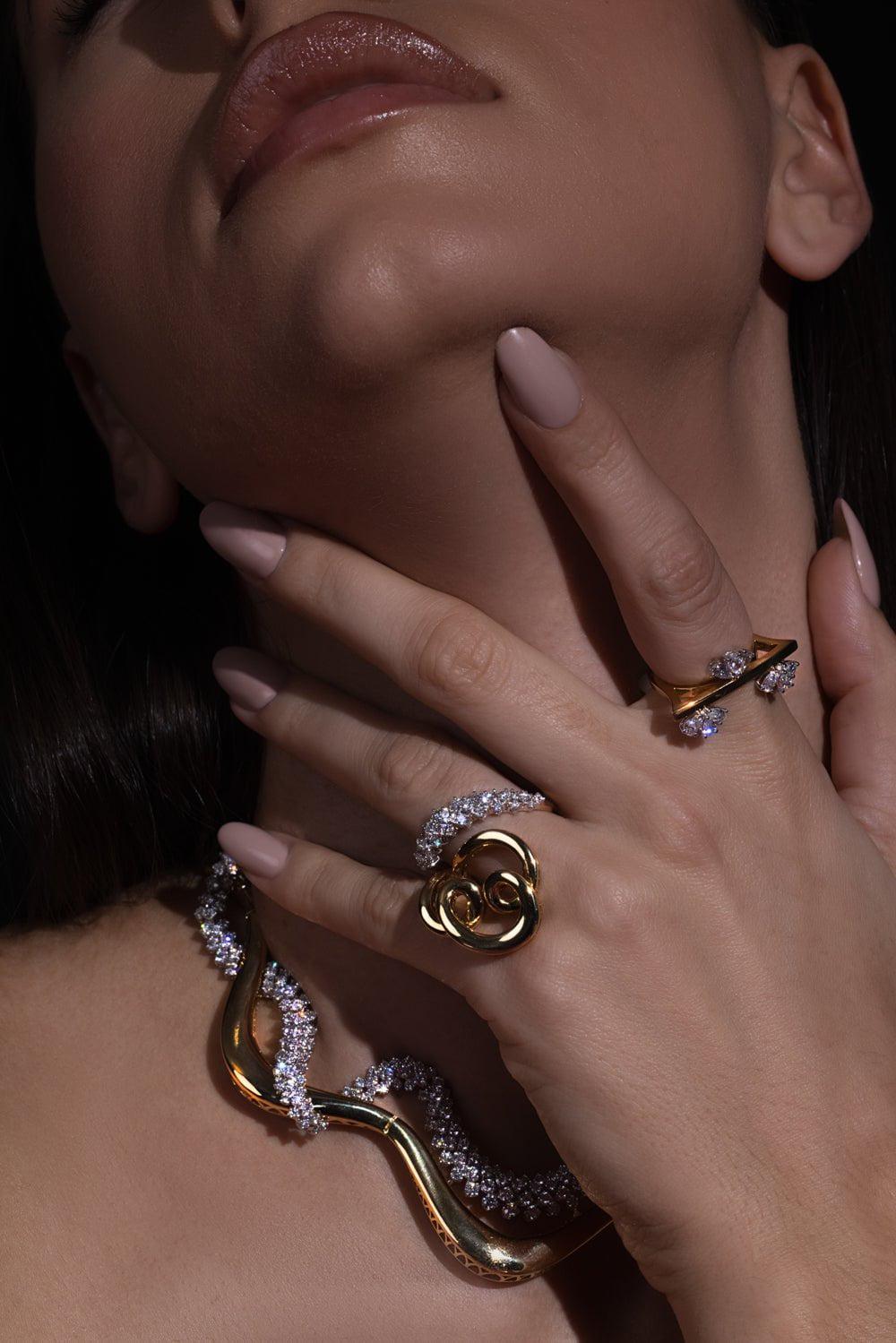 YEPREM JEWELLERY-Diamond Line Bar Ring-YELLOW GOLD