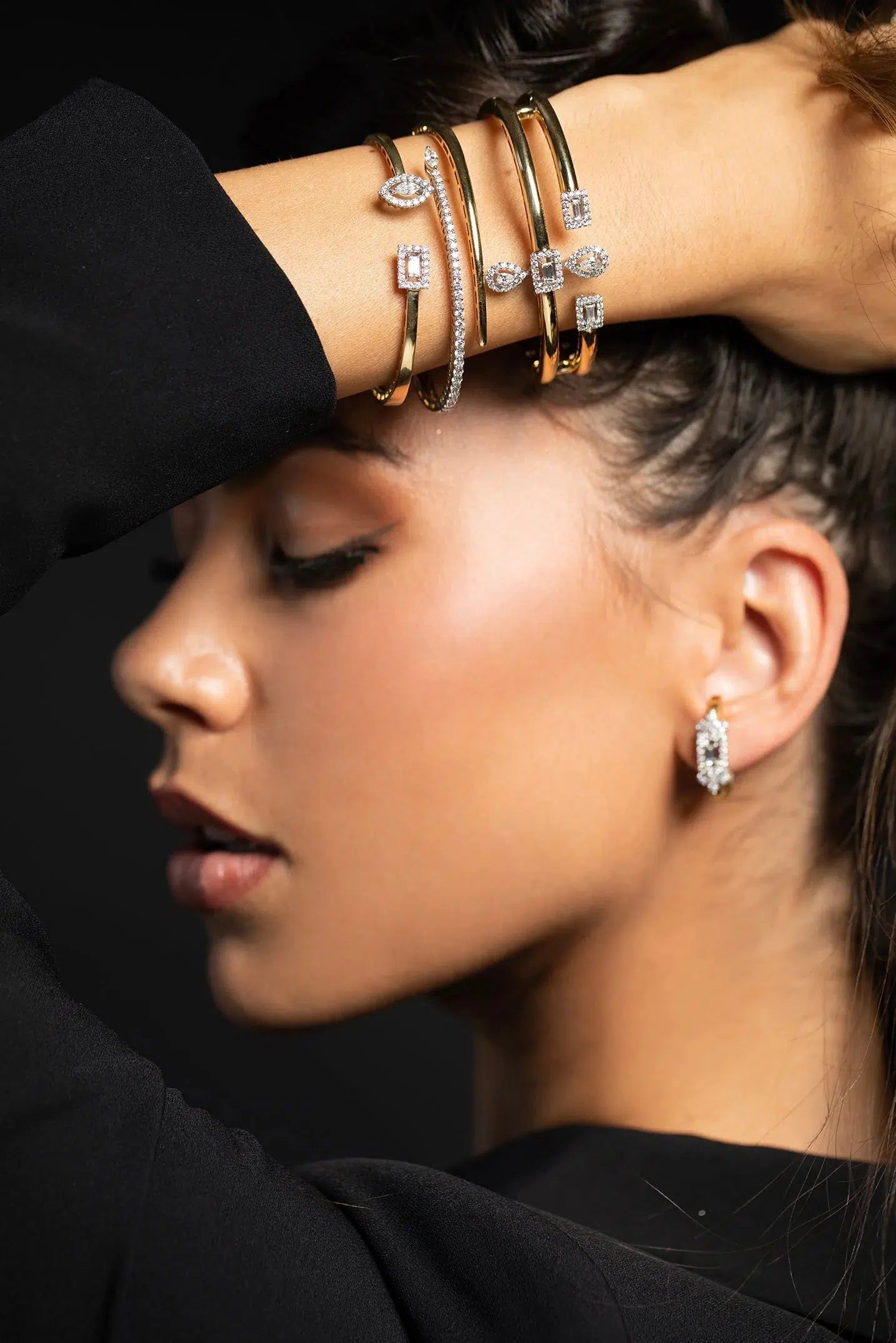 YEPREM JEWELLERY-Diamond Bypass Bracelet-YELLOW GOLD