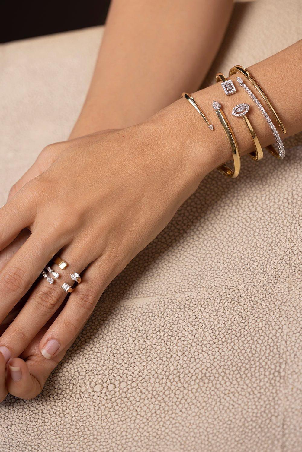 YEPREM JEWELLERY-Diamond Bypass Bracelet-YELLOW GOLD