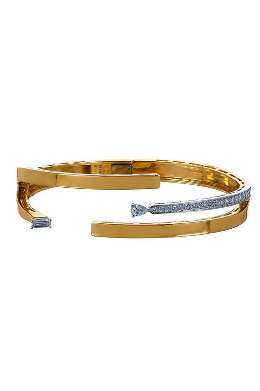 Diamond Four Line Open Bracelet