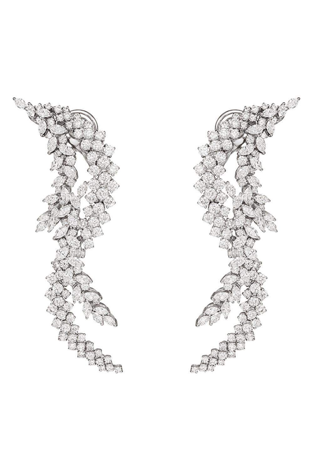 Diamond Marquise Round Y Couture Drop Earrings-WHITE GOLD-JEWELRYFINE JEWELEARRING-YEPREM