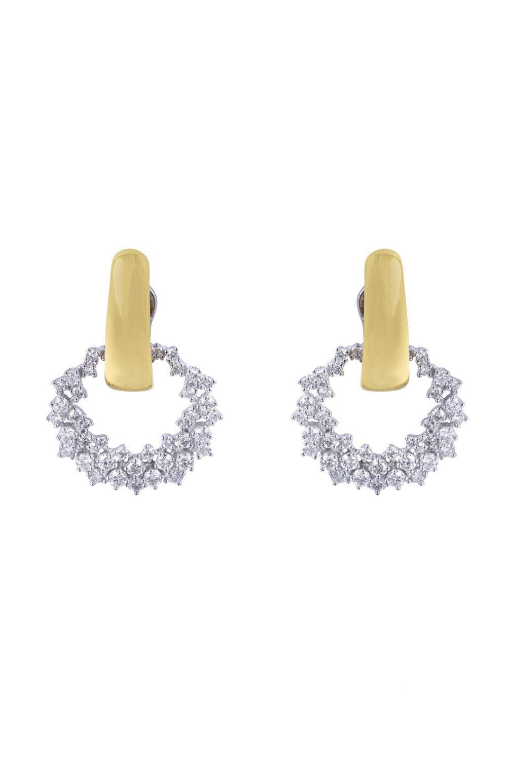 Diamond Round Circle Drop Earrings