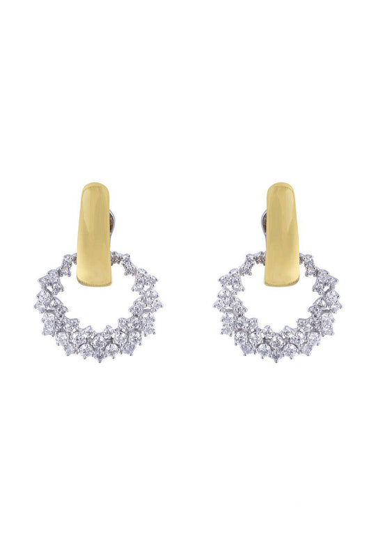 Diamond Round Circle Drop Earrings