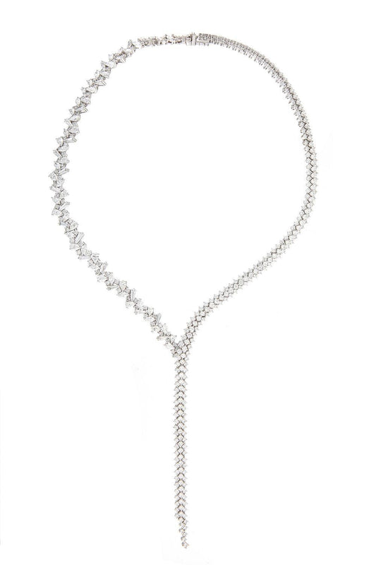 Diamond Round Marquise Y Drop Necklace