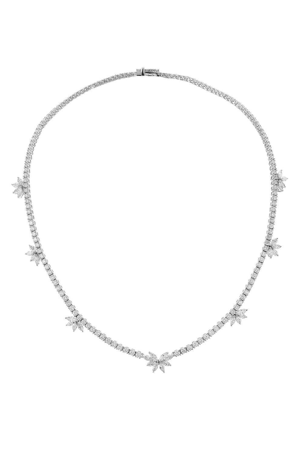 Diamond Marquise Cluster Necklace-WHT GOLD-JEWELRYFINE JEWELNECKLACE O-YEPREM