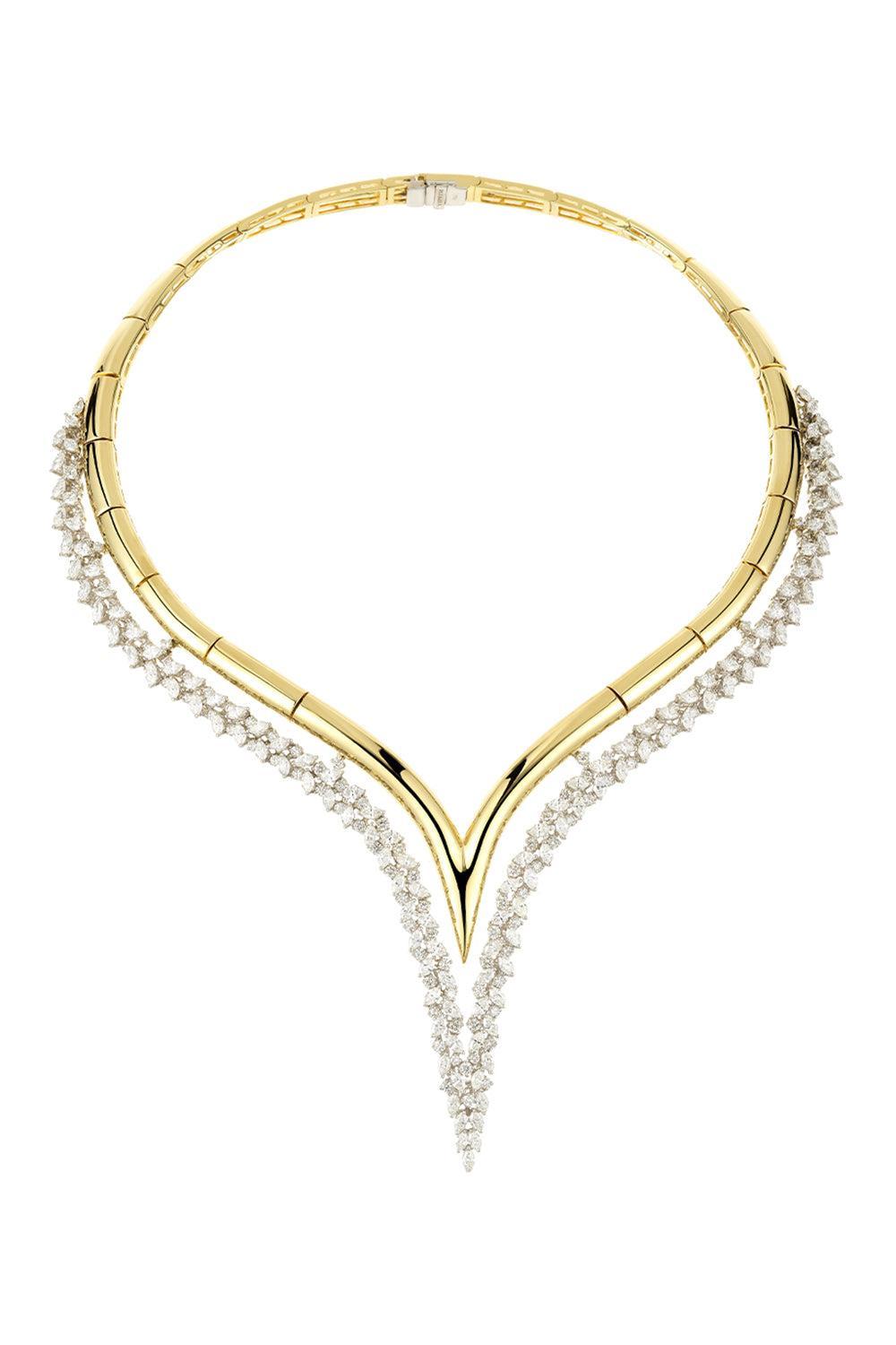 Diamond Marquise Golden Strada Statement Necklace-YELLOW GOLD-JEWELRYFINE JEWELNECKLACE O-YEPREM