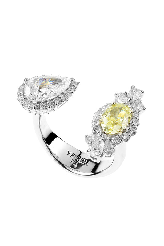 Yellow Diamond Pear Open Ring
