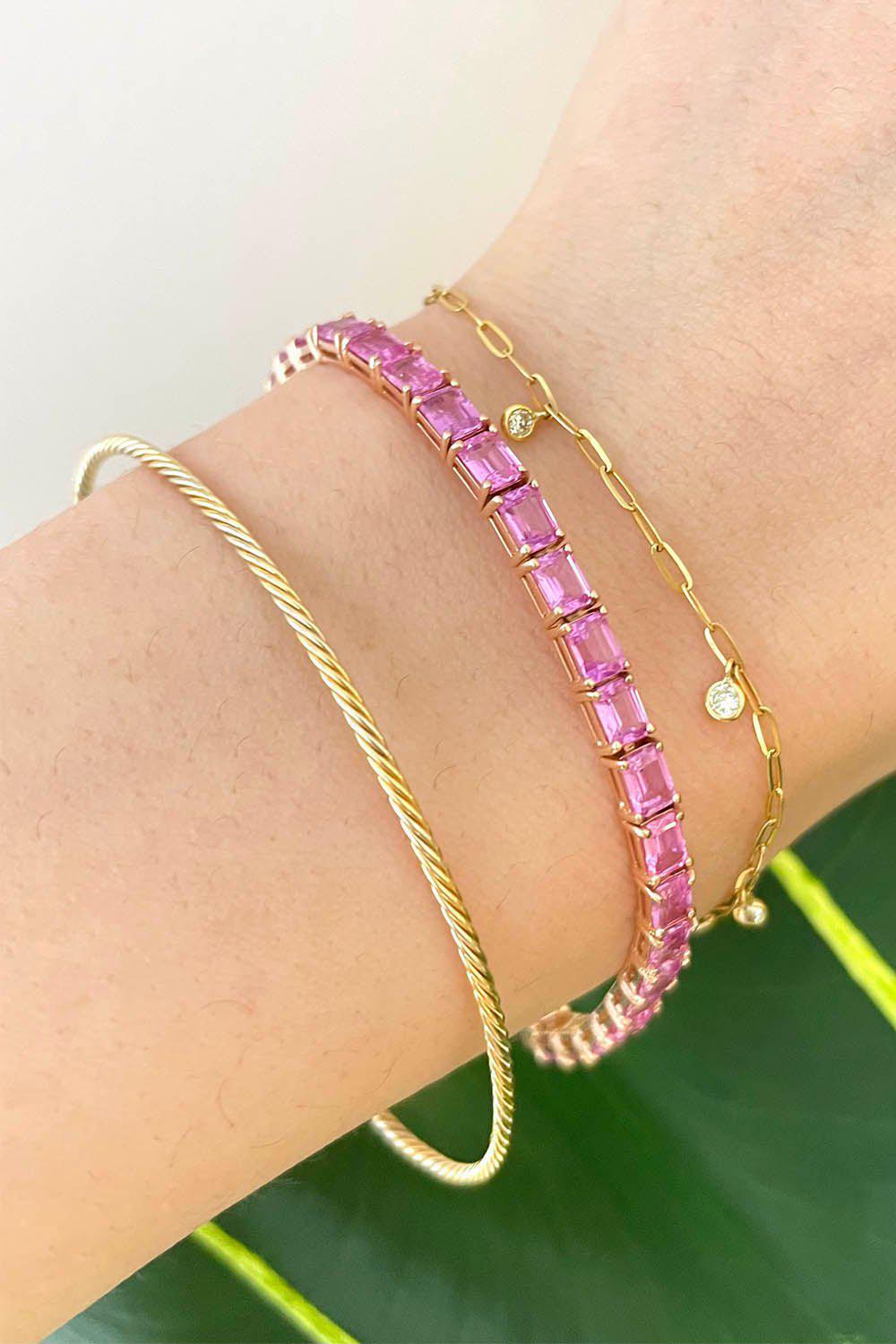 YI COLLECTION-Pink Sapphire Supreme Tennis Bracelet-ROSE GOLD