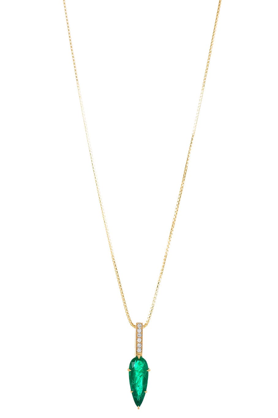 YI COLLECTION-Emerald Arrows Necklace-YELLOW GOLD