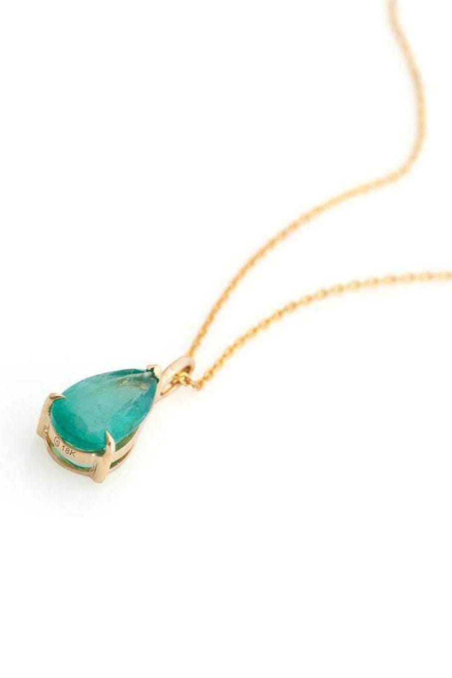 YI COLLECTION-Emerald Dew Drop Necklace-YELLOW GOLD