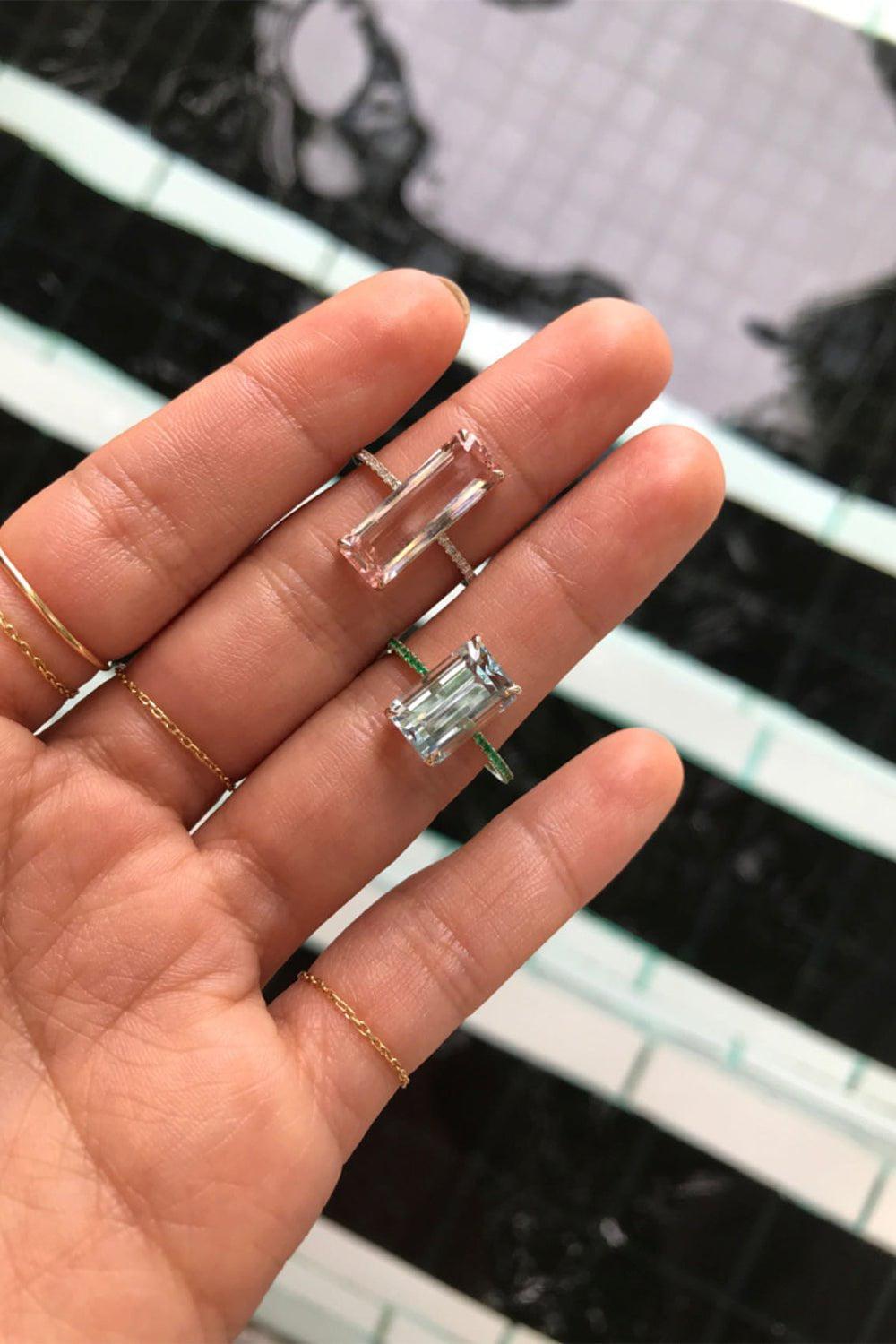 YI COLLECTION-Aquamarine and Emerald Spring Ring-