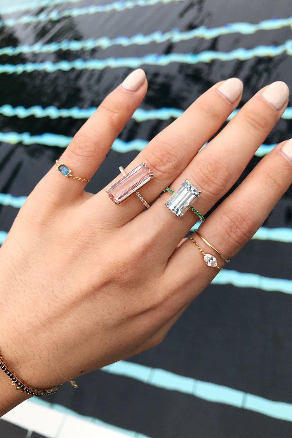 YI COLLECTION-Aquamarine and Emerald Spring Ring-