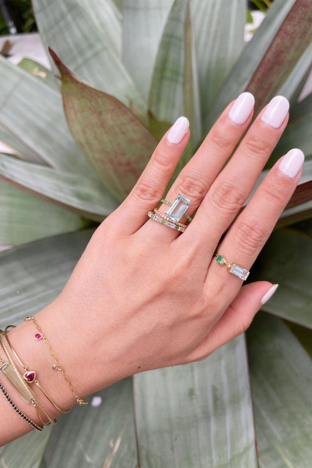 YI COLLECTION-Aquamarine and Emerald Spring Ring-