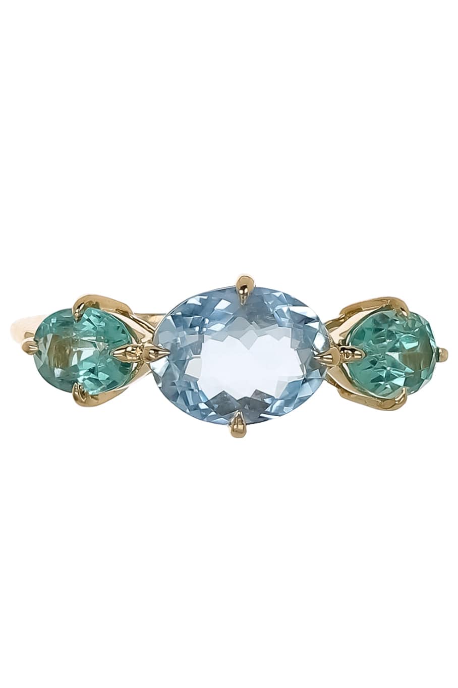 YI COLLECTION-Aquamarine and Apatite Macaroon Ring-YELLOW GOLD