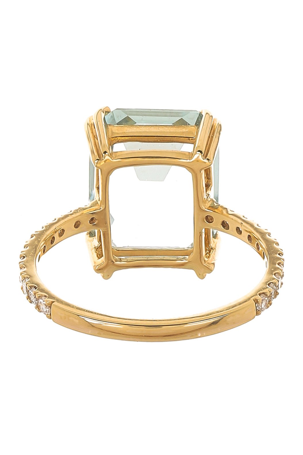 YI COLLECTION-Aquamarine and White Diamond Ring-YELLOW GOLD