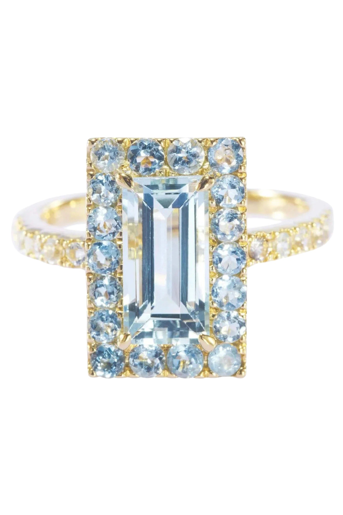 Aquamarine Tonal Deco Ring-YELLOW GOLD-6-JEWELRYFINE JEWELRING-YI COLLECTION