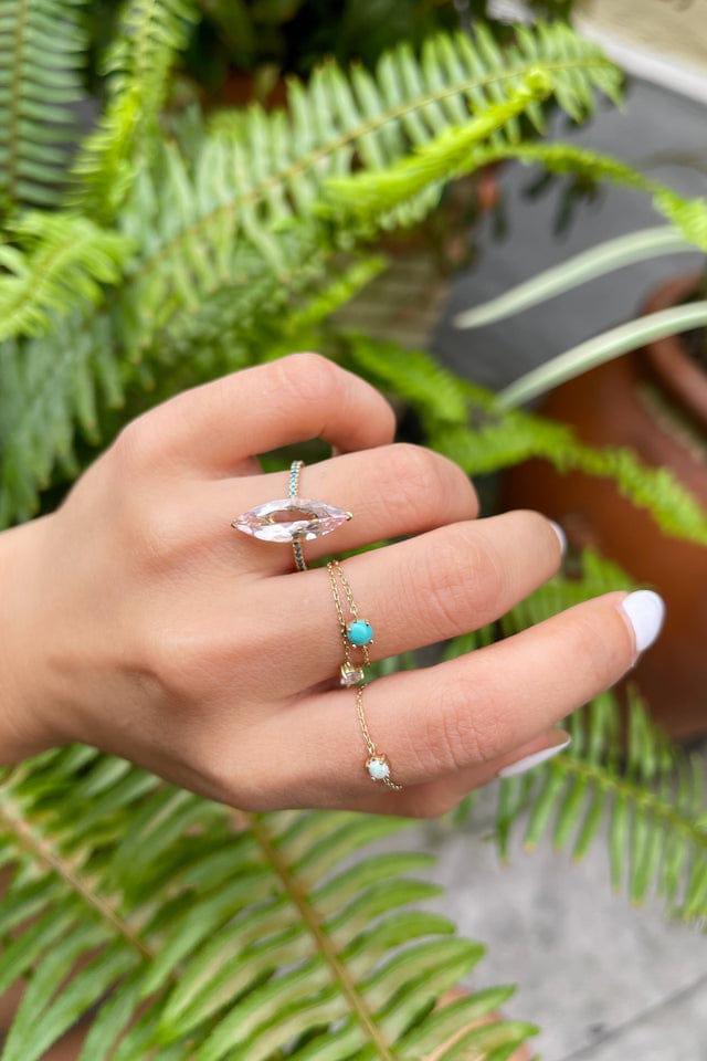 YI COLLECTION-Morganite and Blue Diamond Supreme Ring-YELLOW GOLD