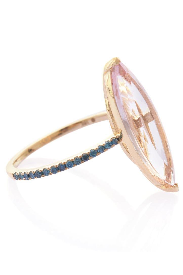 YI COLLECTION-Morganite and Blue Diamond Supreme Ring-YELLOW GOLD