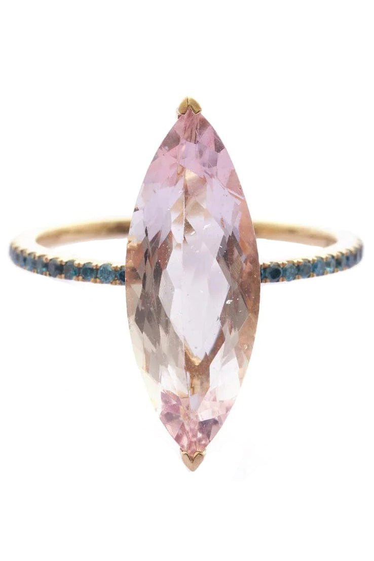 YI COLLECTION-Morganite and Blue Diamond Supreme Ring-YELLOW GOLD