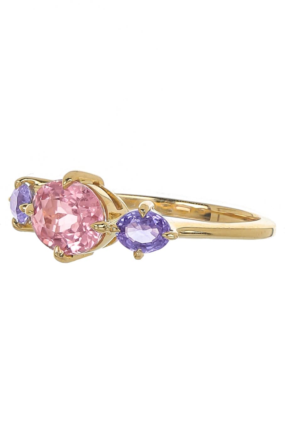 YI COLLECTION-Pink Tourmaline and Spinel Macaroon Ring-YELLOW GOLD