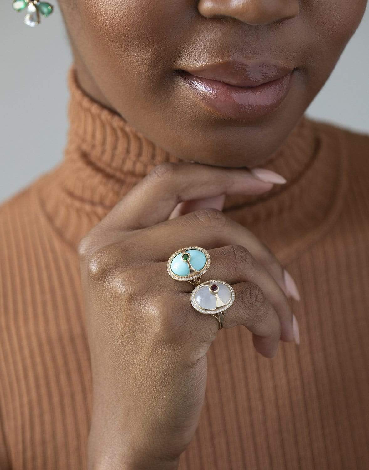YI COLLECTION-Turquoise & Diamond Eos Ring-YELLOW GOLD