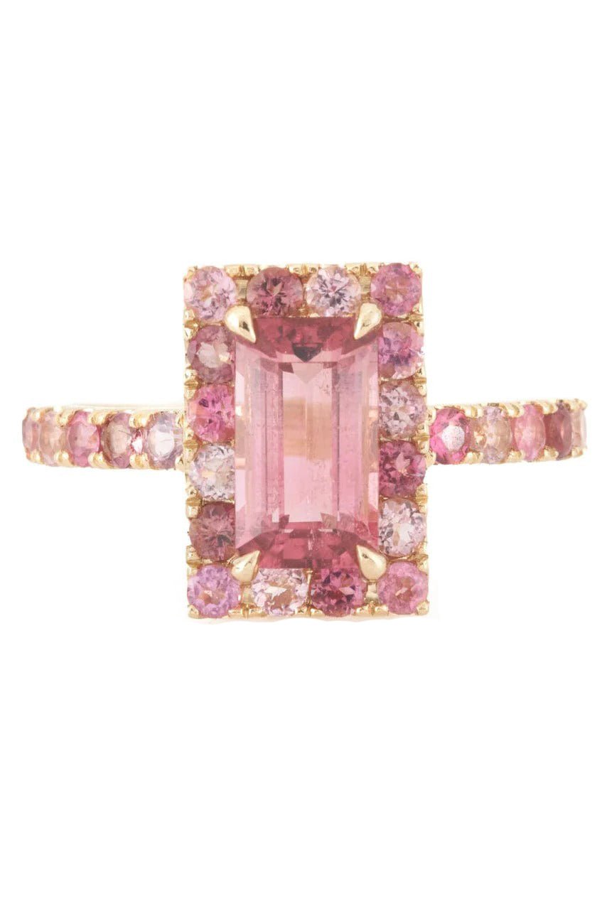 YI COLLECTION-Tourmaline Bubble Gum Deco Ring-YELLOW GOLD