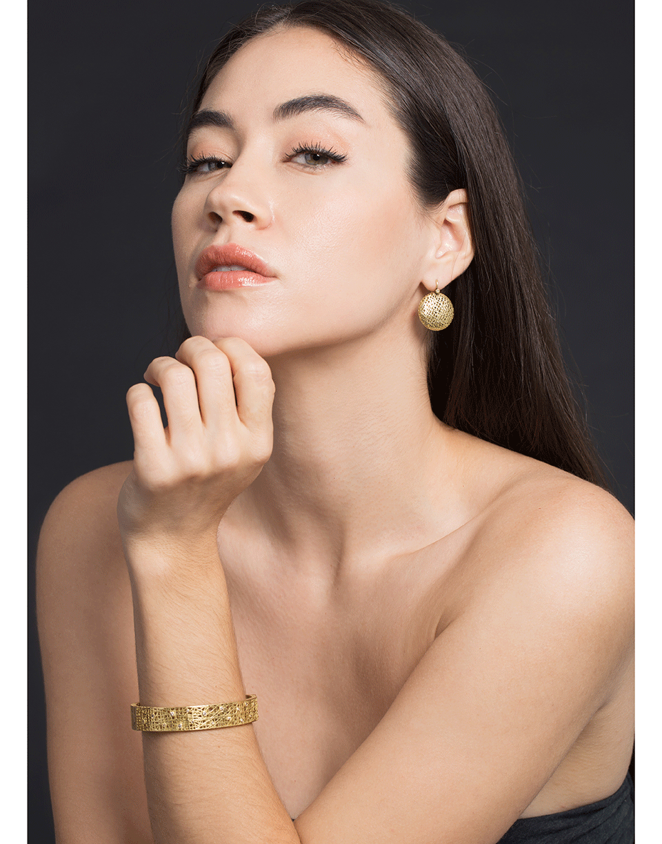 YOSSI HARARI-Champagne Diamond Lace Cuff-YELLOW GOLD