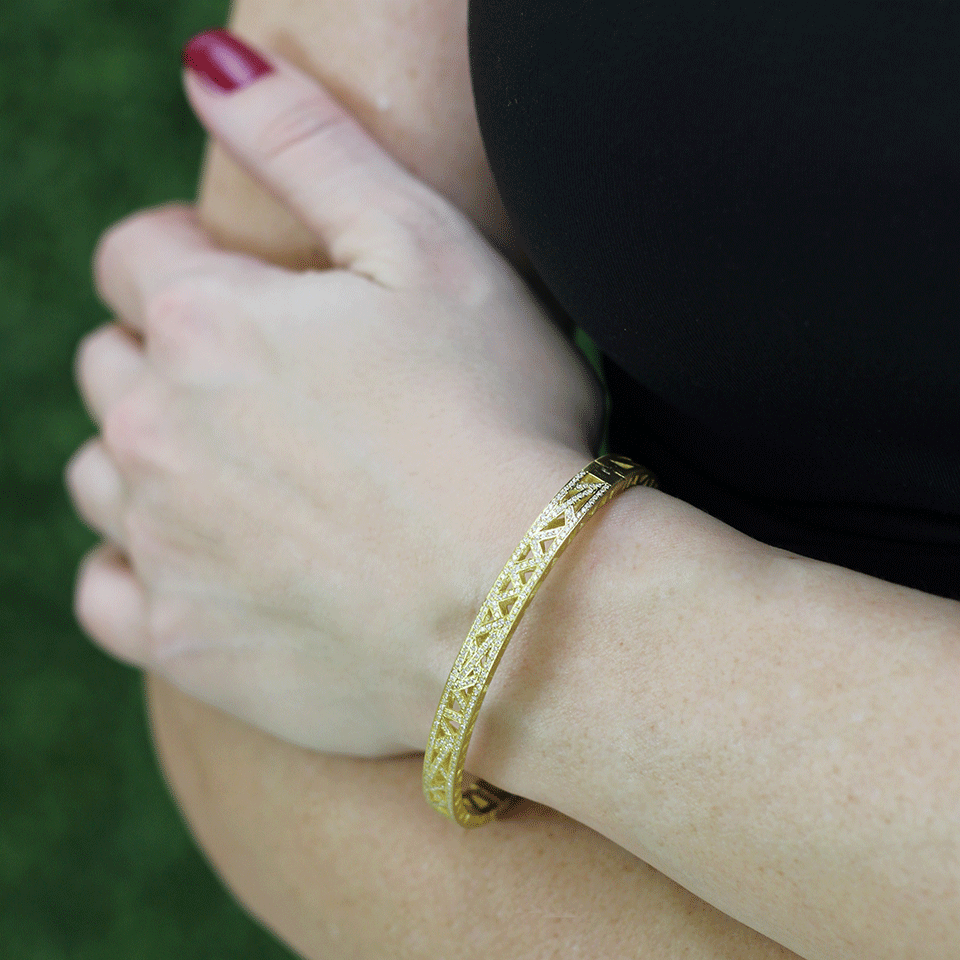 YOSSI HARARI-Diamond Pave Lace Cuff Bracelet-YELLOW GOLD