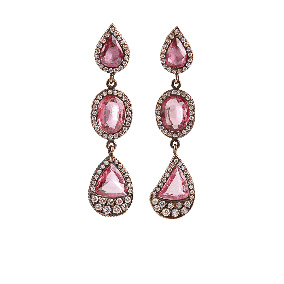 YOSSI HARARI-Lilah Sapphire And Pink Diamond Earrings-BRWN GLD