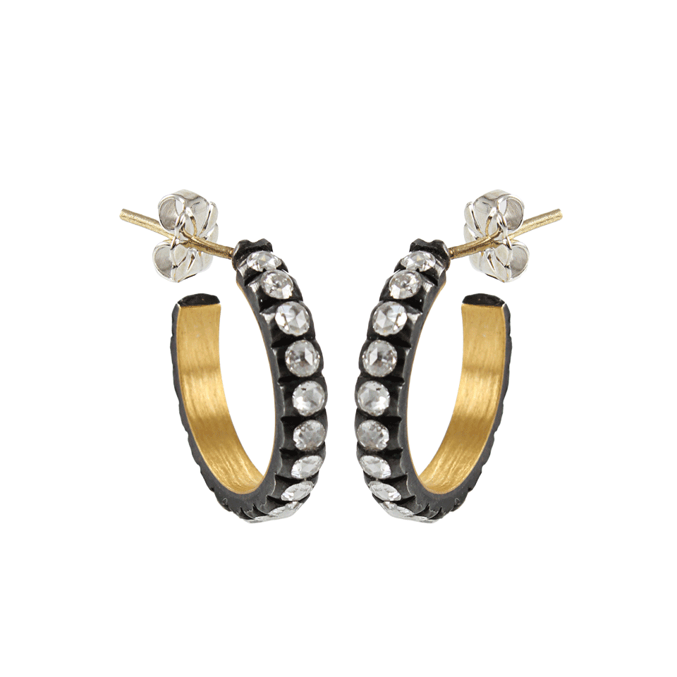 YOSSI HARARI-Extra Small Lilah Diamond Hoop Earrings-GILVER