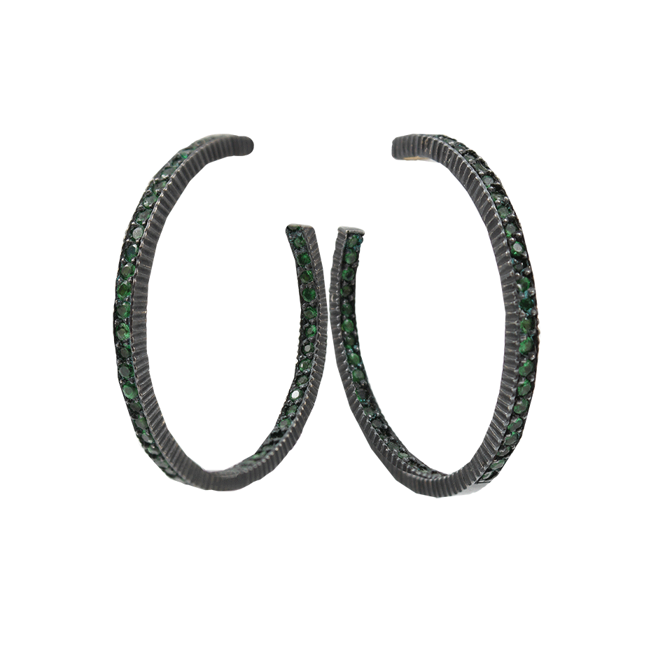 YOSSI HARARI-Lilah Pave Tsavorite Hoop Earrings-GILVER