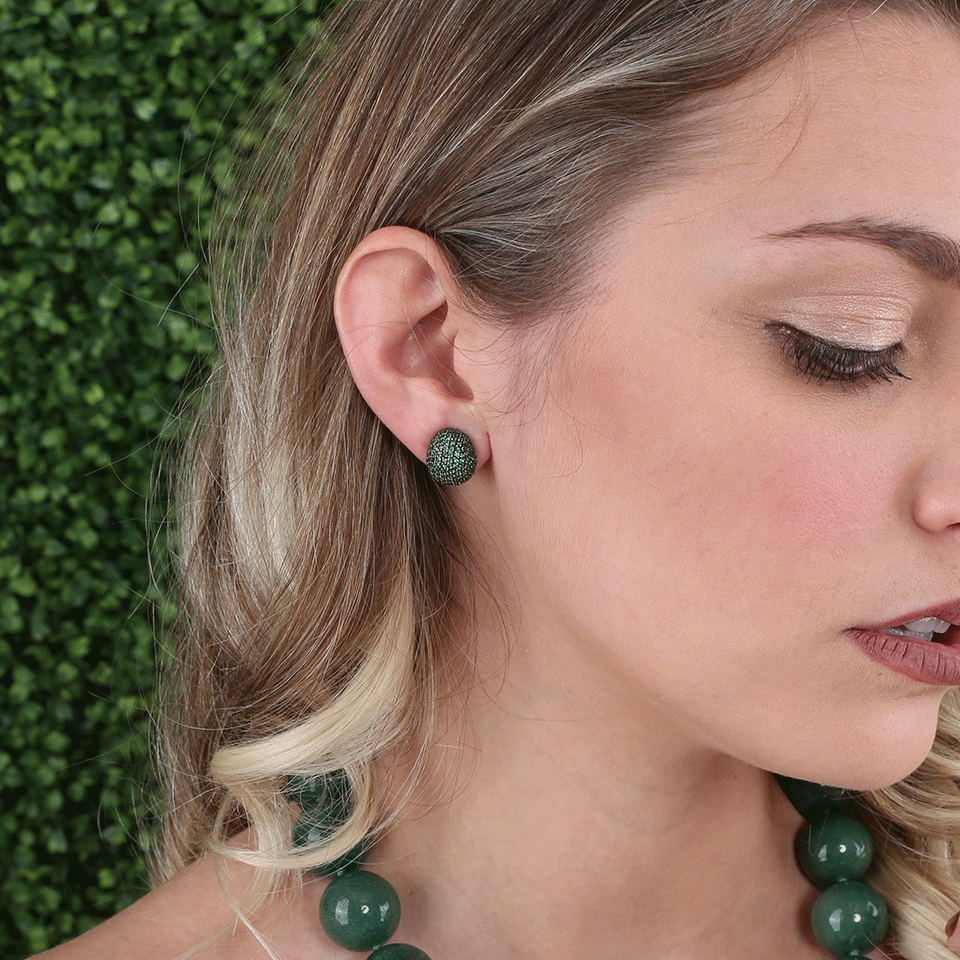 YOSSI HARARI-Roxanne Pave Tsavorite Earrings-GILVER