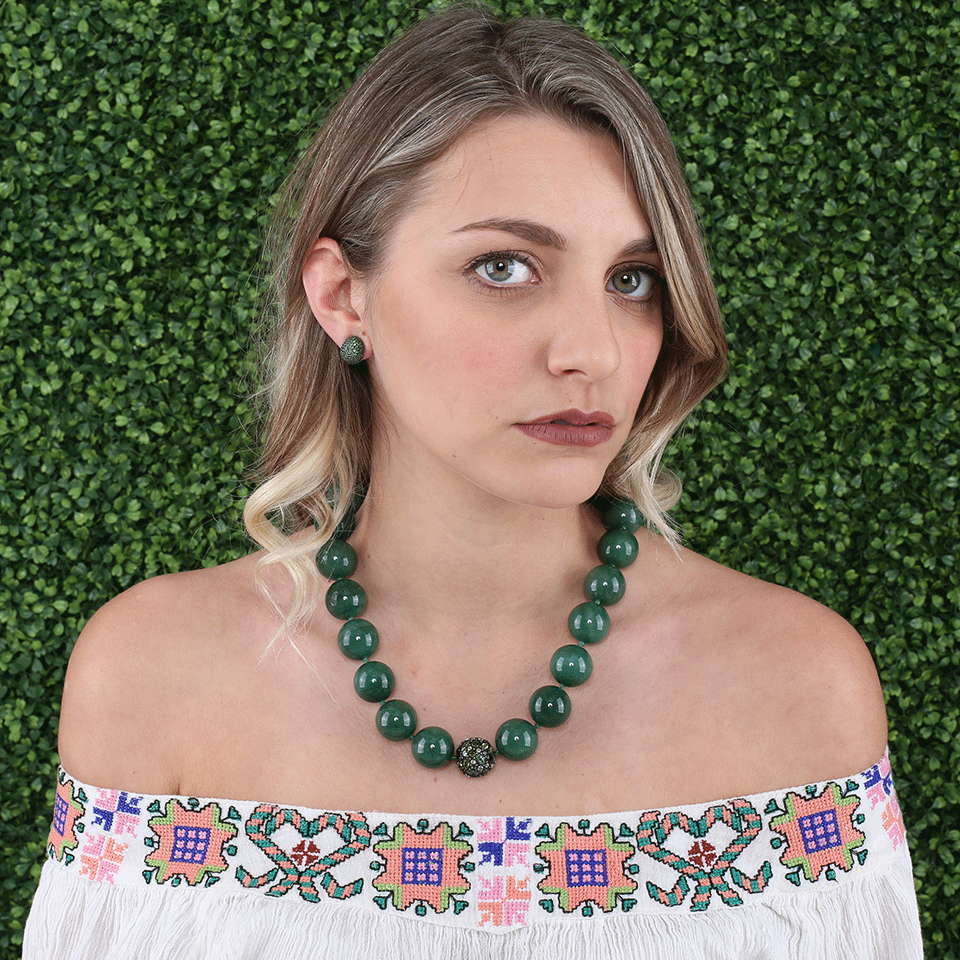 YOSSI HARARI-Roxanne Pave Tsavorite Earrings-GILVER