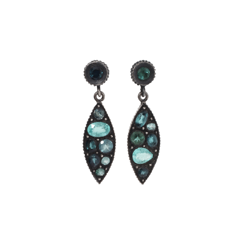 YOSSI HARARI-Sara Marquis Blue Mosaic Earrings-GILVER