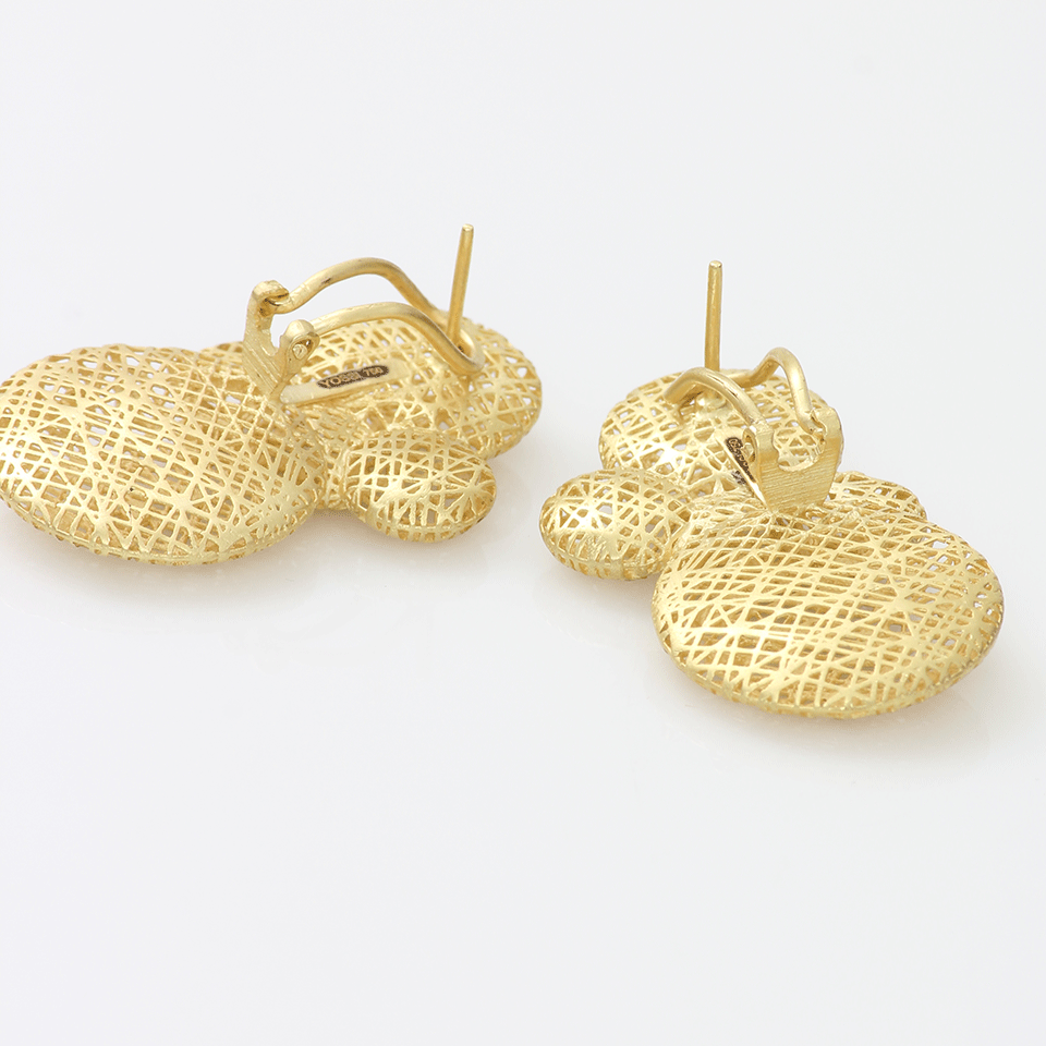 YOSSI HARARI-Lace Cluster Earrings-YELLOW GOLD