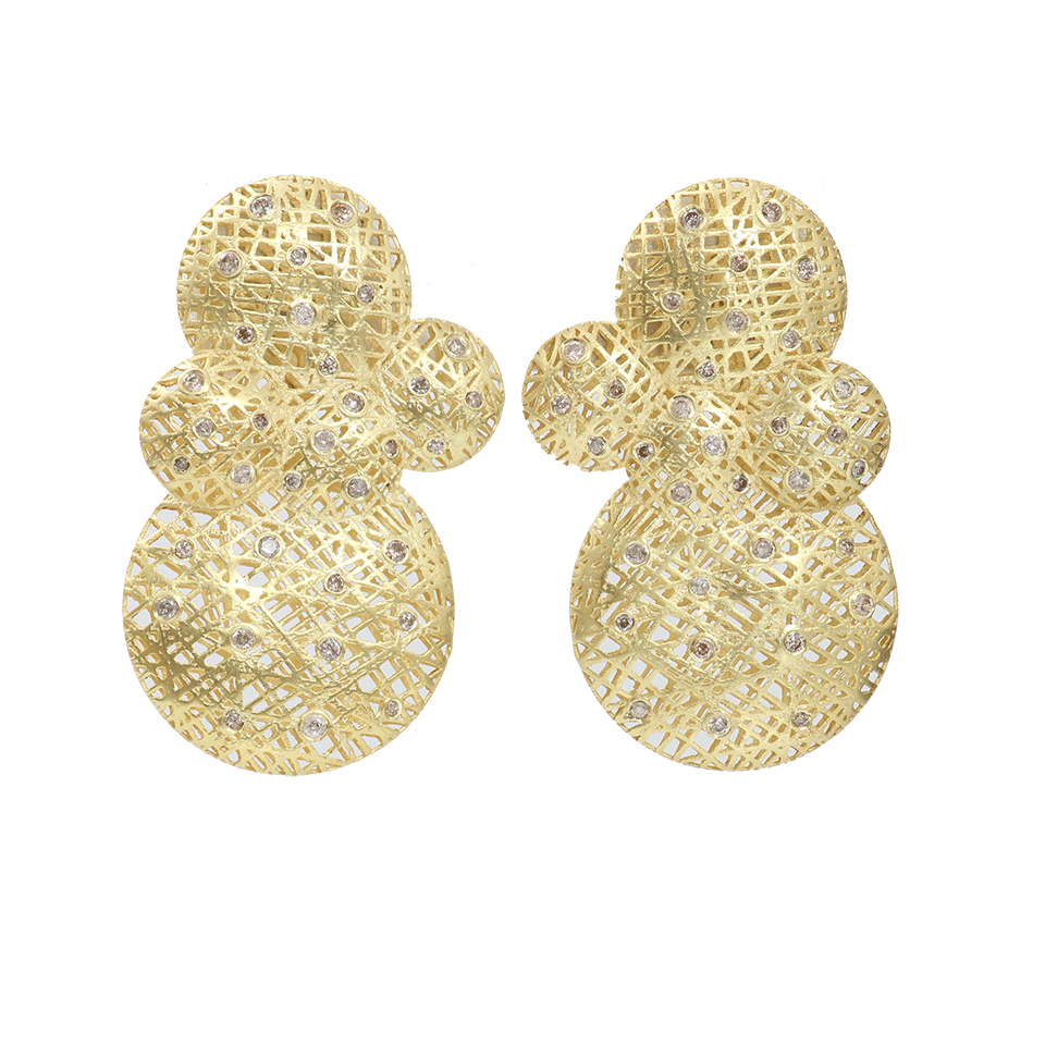 YOSSI HARARI-Lace Cluster Earrings-YELLOW GOLD
