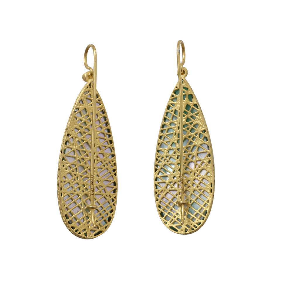 YOSSI HARARI-Lace Emerald Slice Earrings-YELLOW GOLD